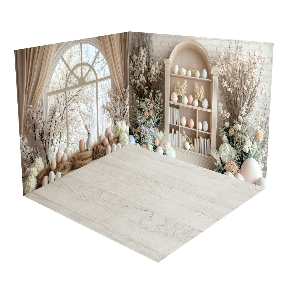 Soft Beige Bunny Ostern Zimmer Backdrop Zimmerset BRP2-22