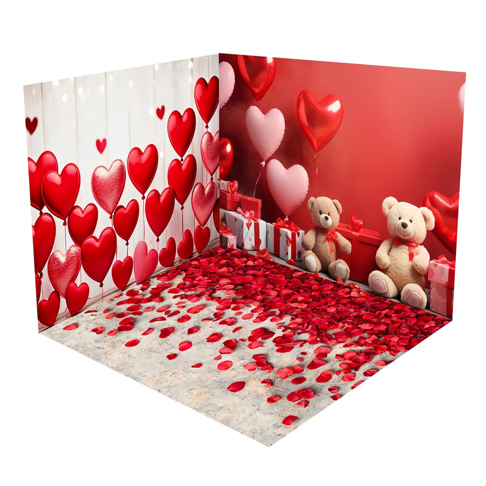 Süßer Valentins Teddybär Ballon Rückwand Zimmerset BRP2-4