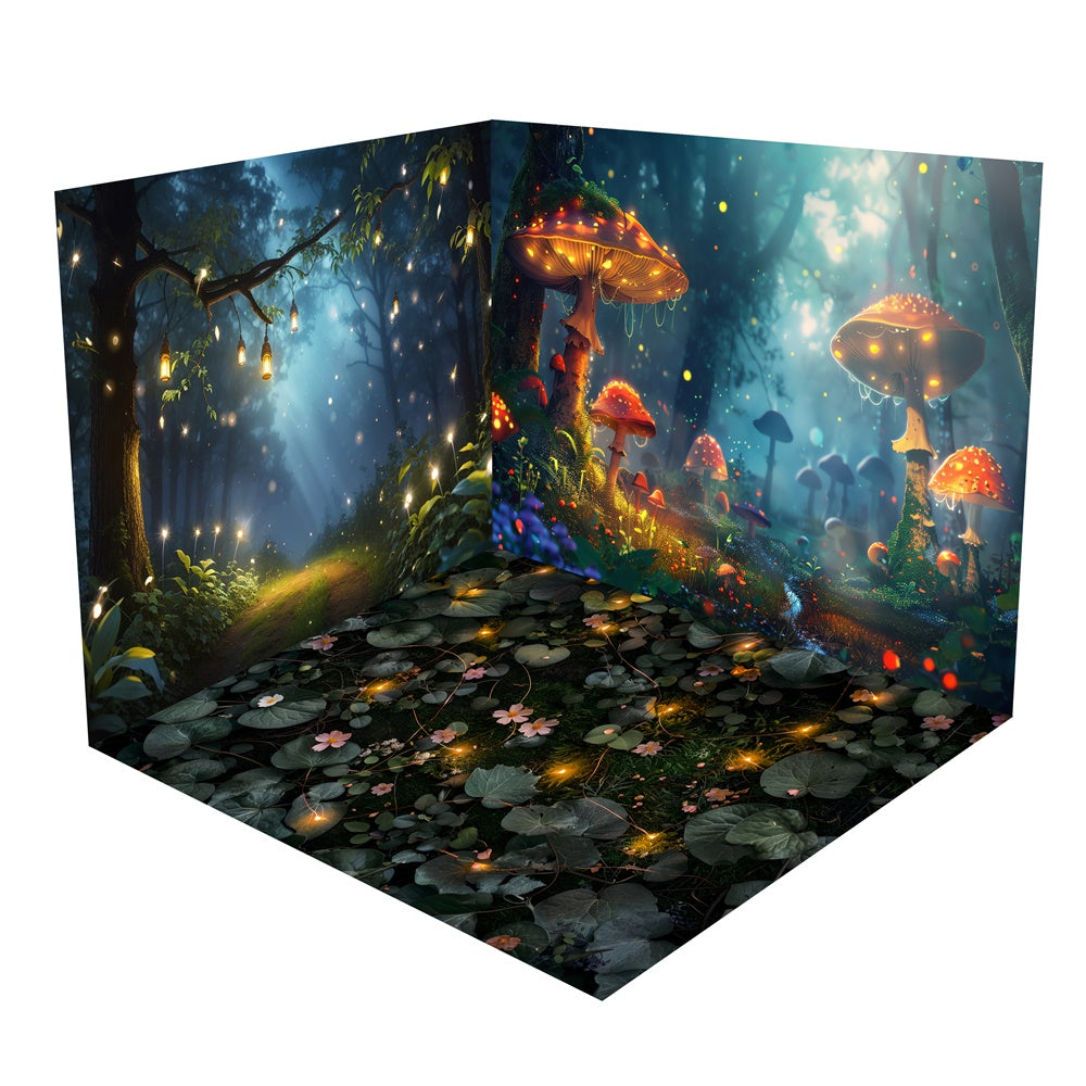 Enchanted Mushroom Glow Forest Hintergrundkulisse Zimmerset BRP2-6