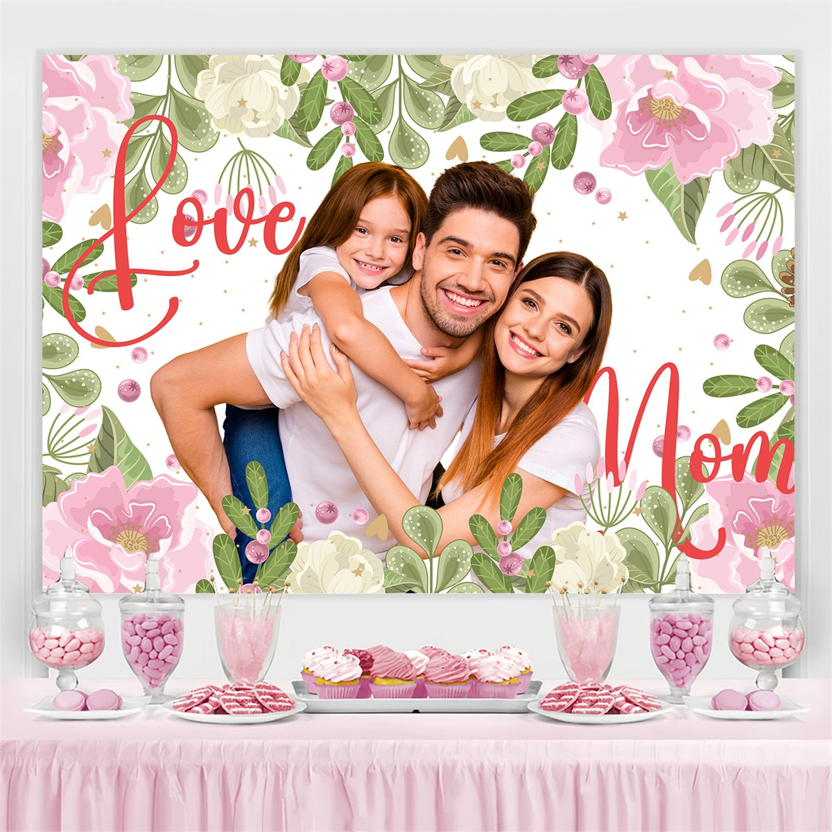 Backdrops für Muttertag Elegant Botanical Frame Custom Backdrop BRP3-164