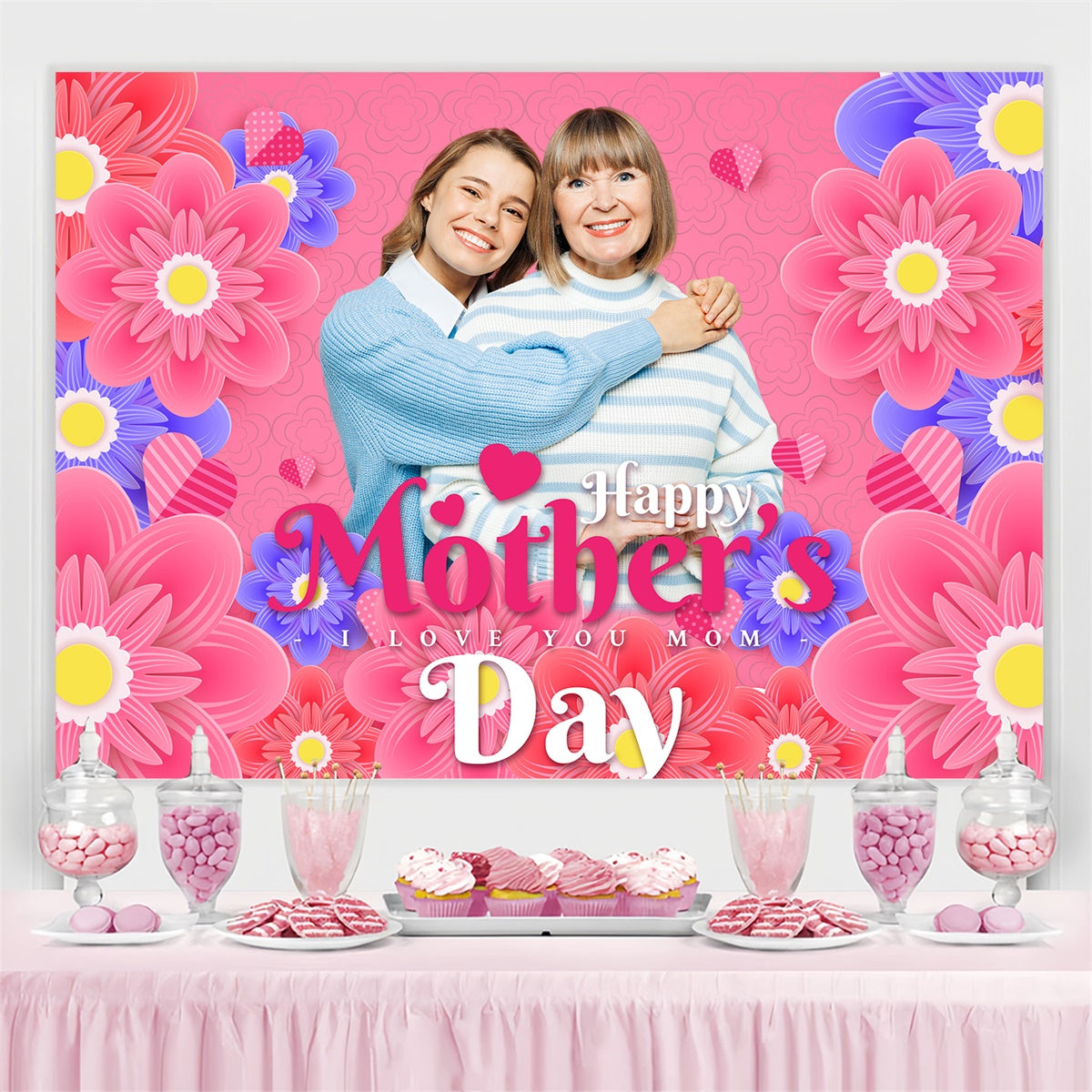 Muttertag Fotohintergrund Vibrant Floral Happy Custom Backdrop BRP3-166