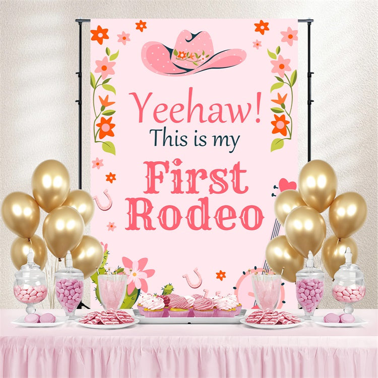 Individuelle Backdrops für Geburtstage Cute Cowgirl Floral Backdrop BRP3-37