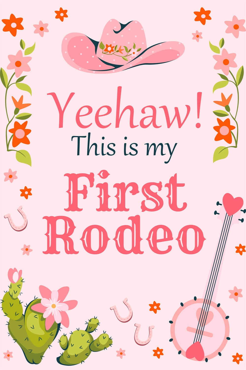 Individuelle Backdrops für Geburtstage Cute Cowgirl Floral Backdrop BRP3-37