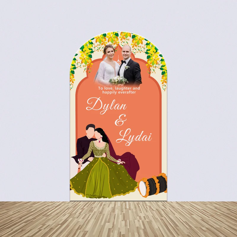 Indische Hochzeit Backdrop Orange Floral Personalisierte Arch Backdrop Kit BRP4-124