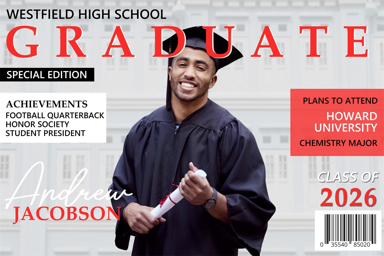 Benutzerdefinierte Graduation Backdrop Magazin Layout Stil Graduation Party Backdrop BRP4-154