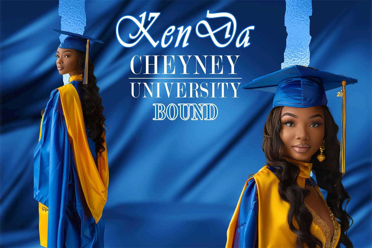 Personalisierte Graduation Backdrop Satin Blau Graduation Party Backdrop BRP4-163