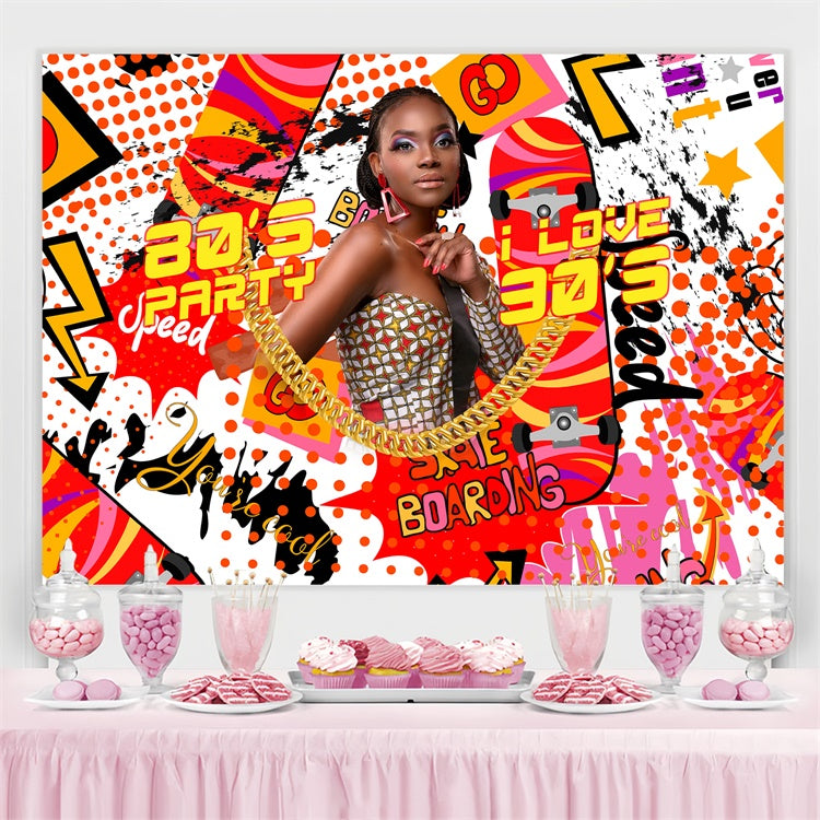 Tanzparty-Hintergrund Retro Graffiti 80er Jahre Individueller Hintergrund BRP4-197