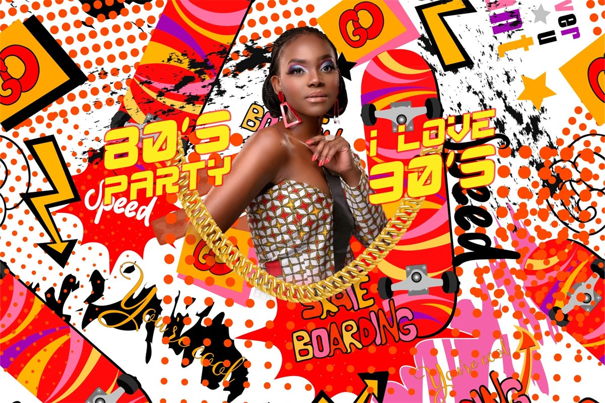 Tanzparty-Hintergrund Retro Graffiti 80er Jahre Individueller Hintergrund BRP4-197