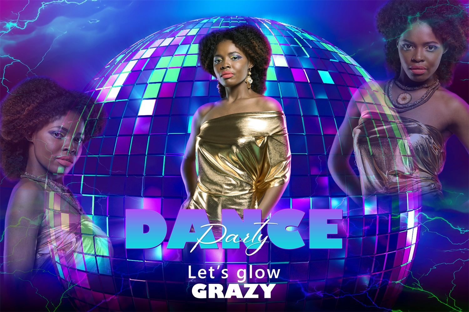 Tanz-Fotokulissen Disco Ball Vibrant Lights Personalisierte Kulisse BRP4-203