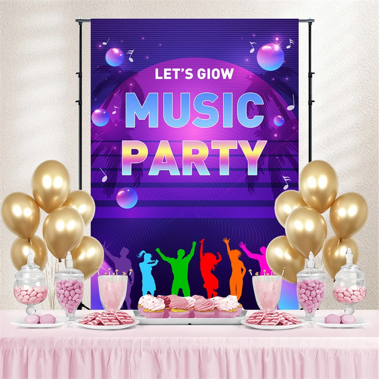 Tanz Backdrop Ideen Palm Neon Musik Tanz personalisiert Backdrop BRP4-223