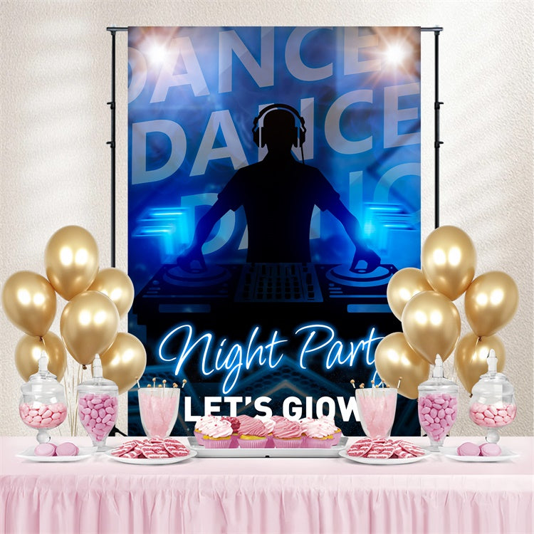 Backdrop für Tanz Blau Glow Dance Vibes Personalisierte Backdrop BRP4-224