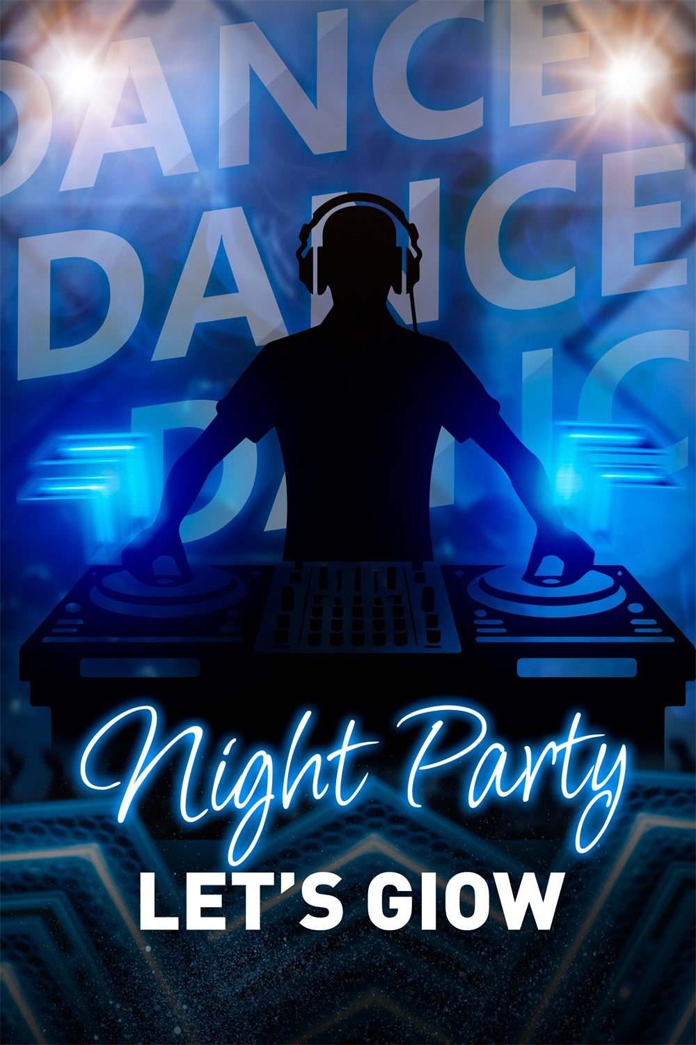 Backdrop für Tanz Blau Glow Dance Vibes Personalisierte Backdrop BRP4-224