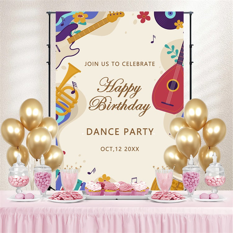 Backdrop für Tanz Cartoon Musik Thema Geburtstag benutzerdefinierte Backdrop BRP4-225