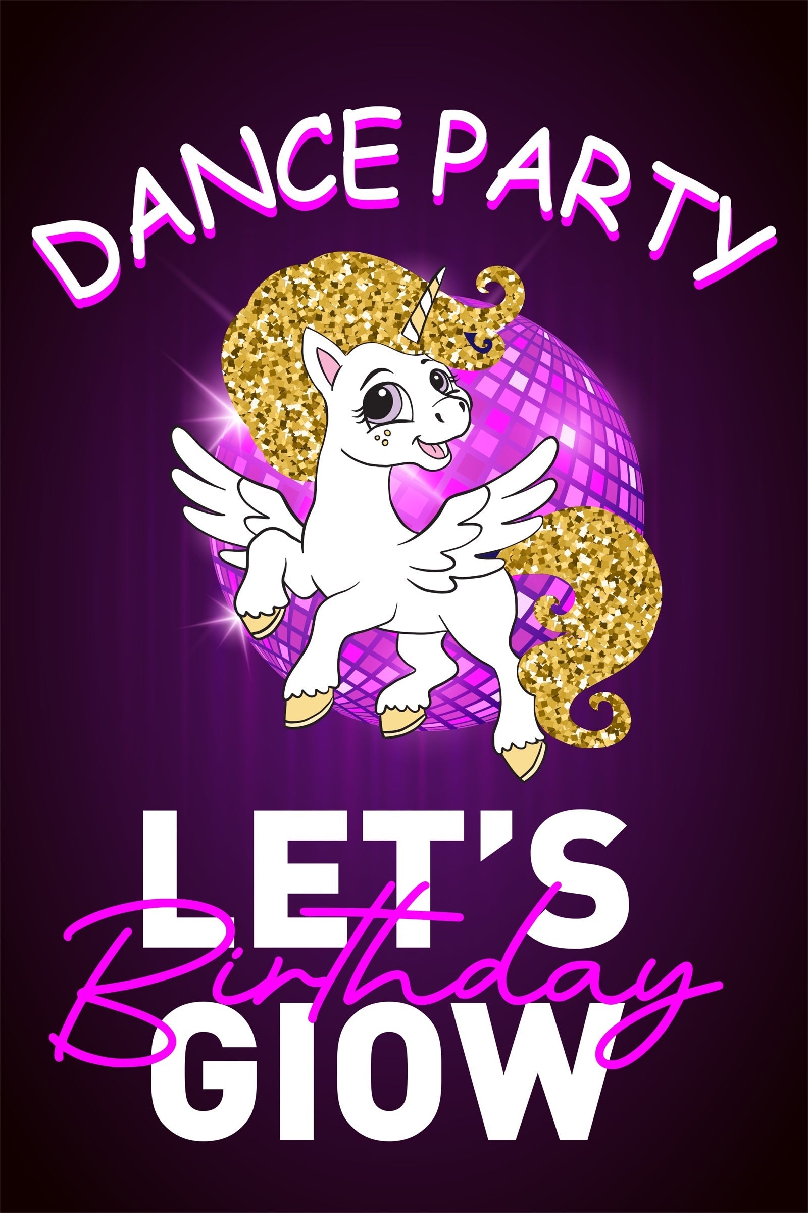 Backdrop Tanz Glitter Einhorn Disco Party Individuelles Backdrop BRP4-231