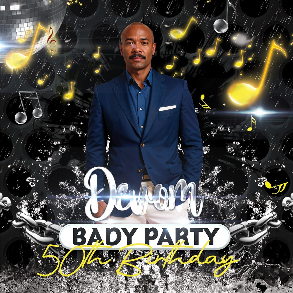 Individueller Geburtstag Hintergrund 50. Goldene Noten Musik Thema Hintergrund BRP5-108