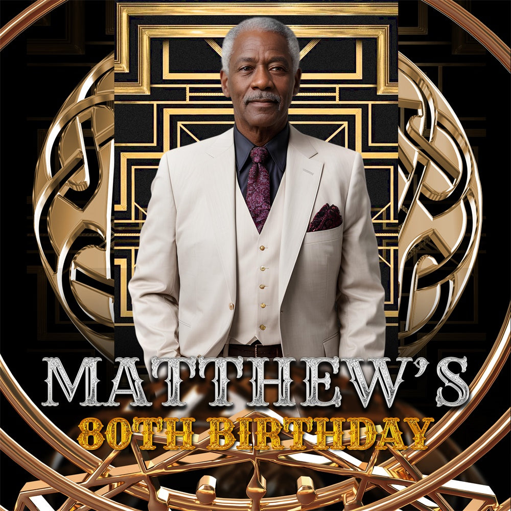 Personalisierte Geburtstagskulisse Elegant 80. Regal Frame Backdrop BRP5-110