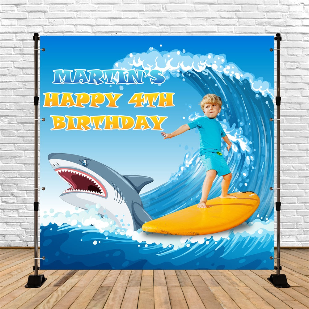 Customized Backdrop für Geburtstag Hai Welle Surfen 4. Hintergrund BRP5-113