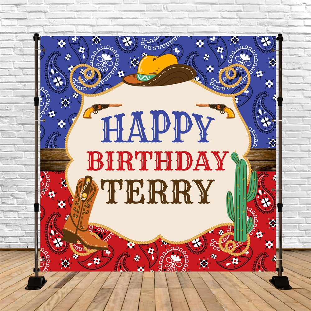 Customized Backdrop für Geburtstag Kaktus Cowboy Charme Hintergrund BRP5-121