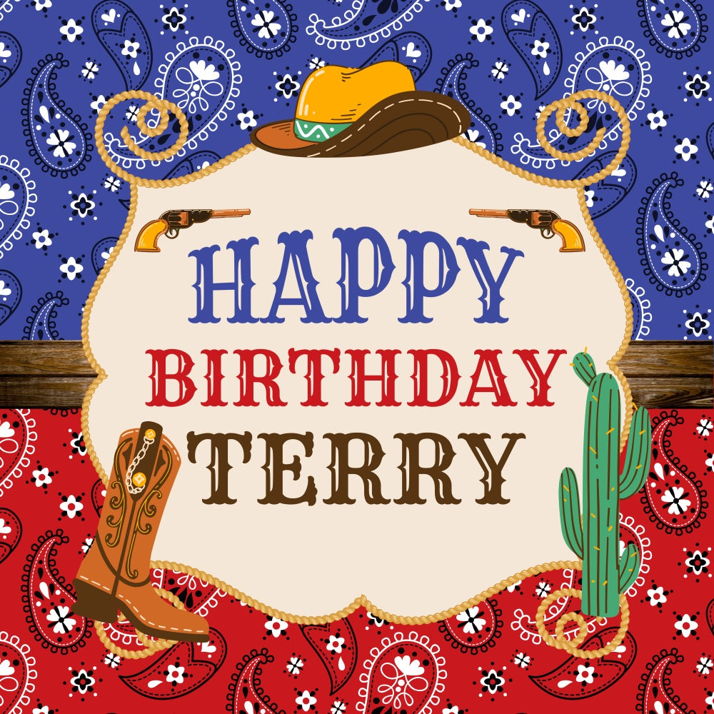 Customized Backdrop für Geburtstag Kaktus Cowboy Charme Hintergrund BRP5-121