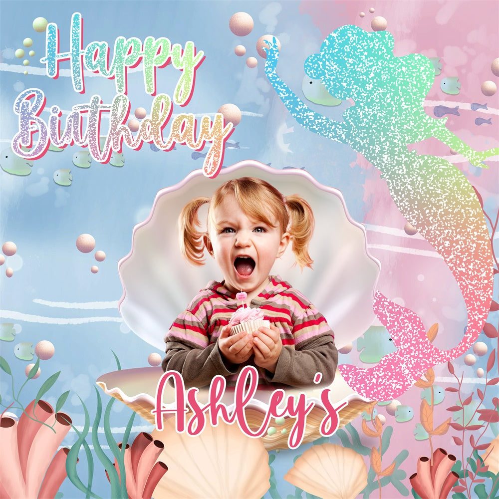 Personalisierte Geburtstag Backdrop Unterwasser Party Meerjungfrau Backdrop BRP5-125