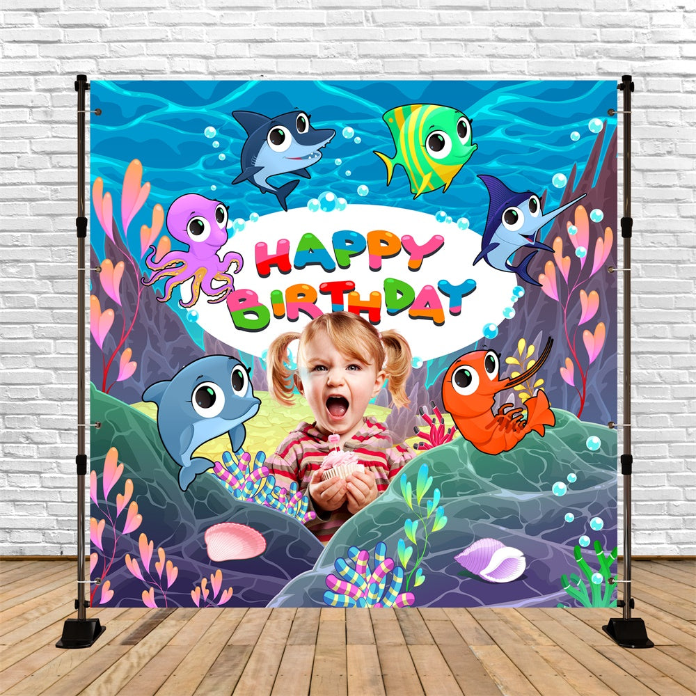 Personalisierte Backdrop für Geburtstag Ozean Abenteuer Cartoon Hintergrund BRP5-131