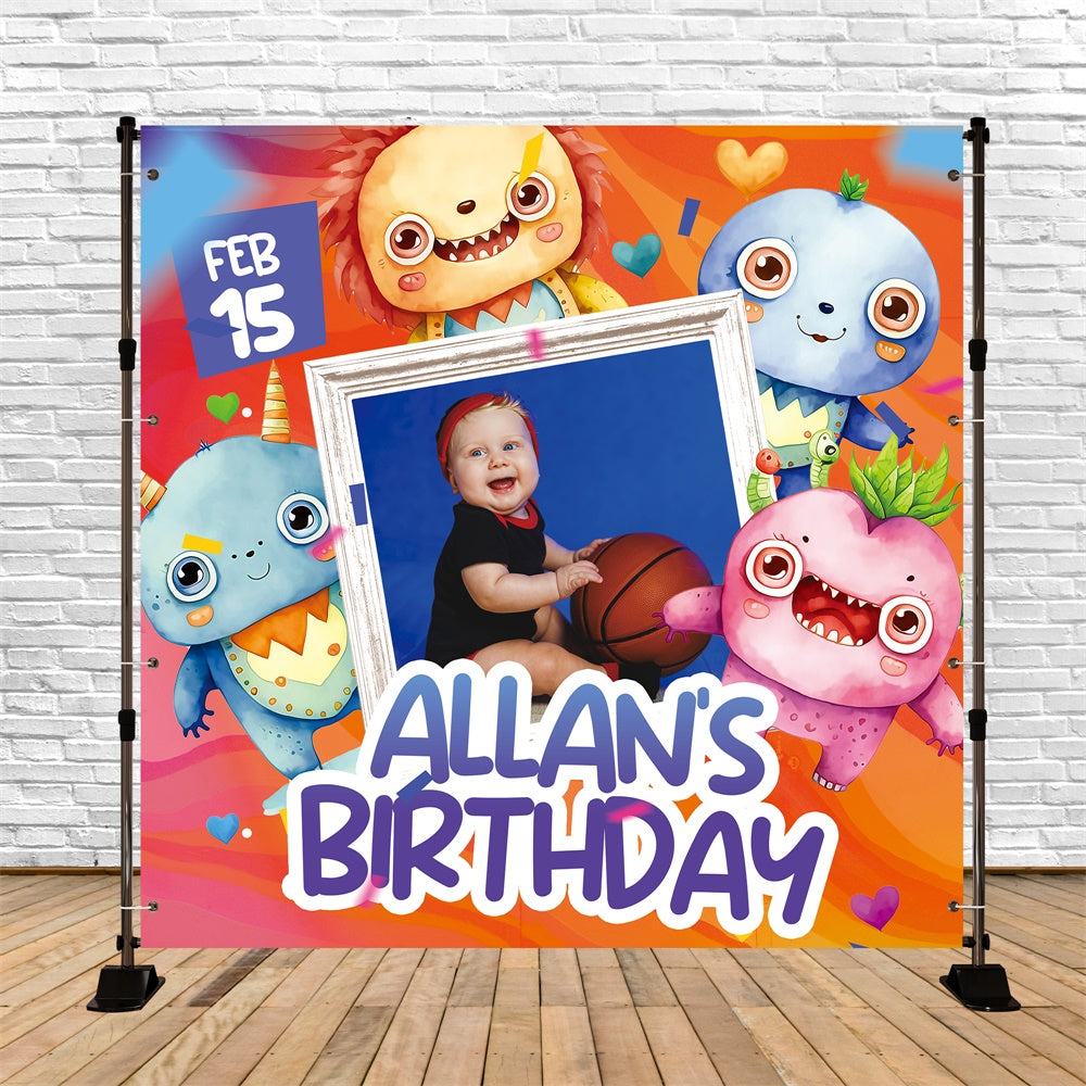 Personalisierte Backdrop für Geburtstag Cartoon Monster Cute Backdrop BRP5-132