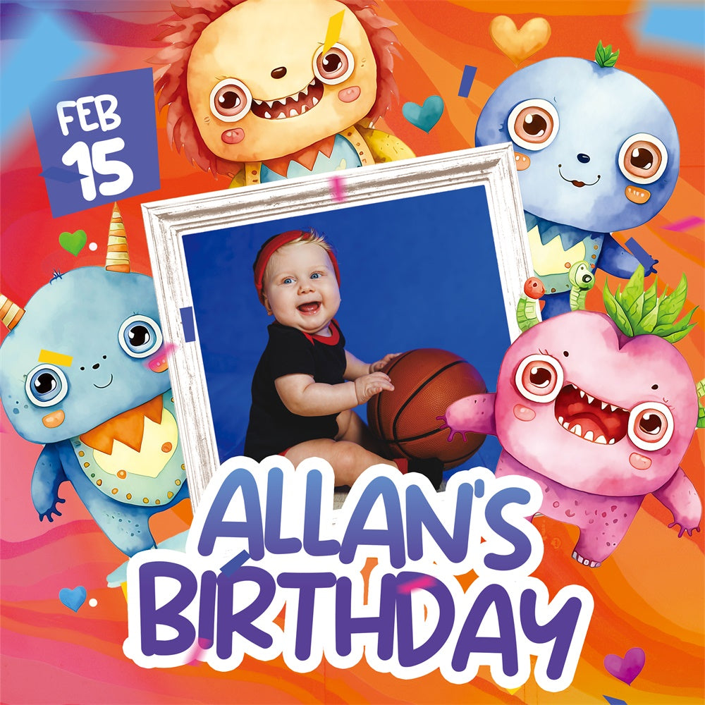 Personalisierte Backdrop für Geburtstag Cartoon Monster Cute Backdrop BRP5-132
