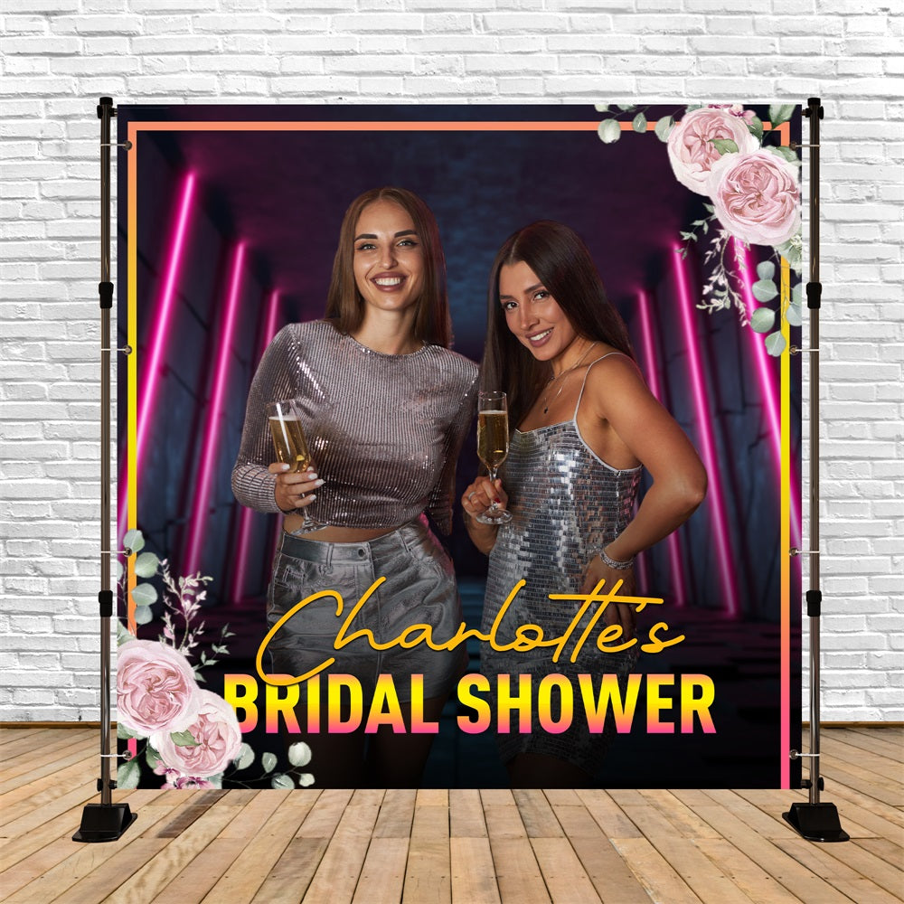 Brauthintergrund Neon Night Floral Individueller Hintergrund BRP5-154
