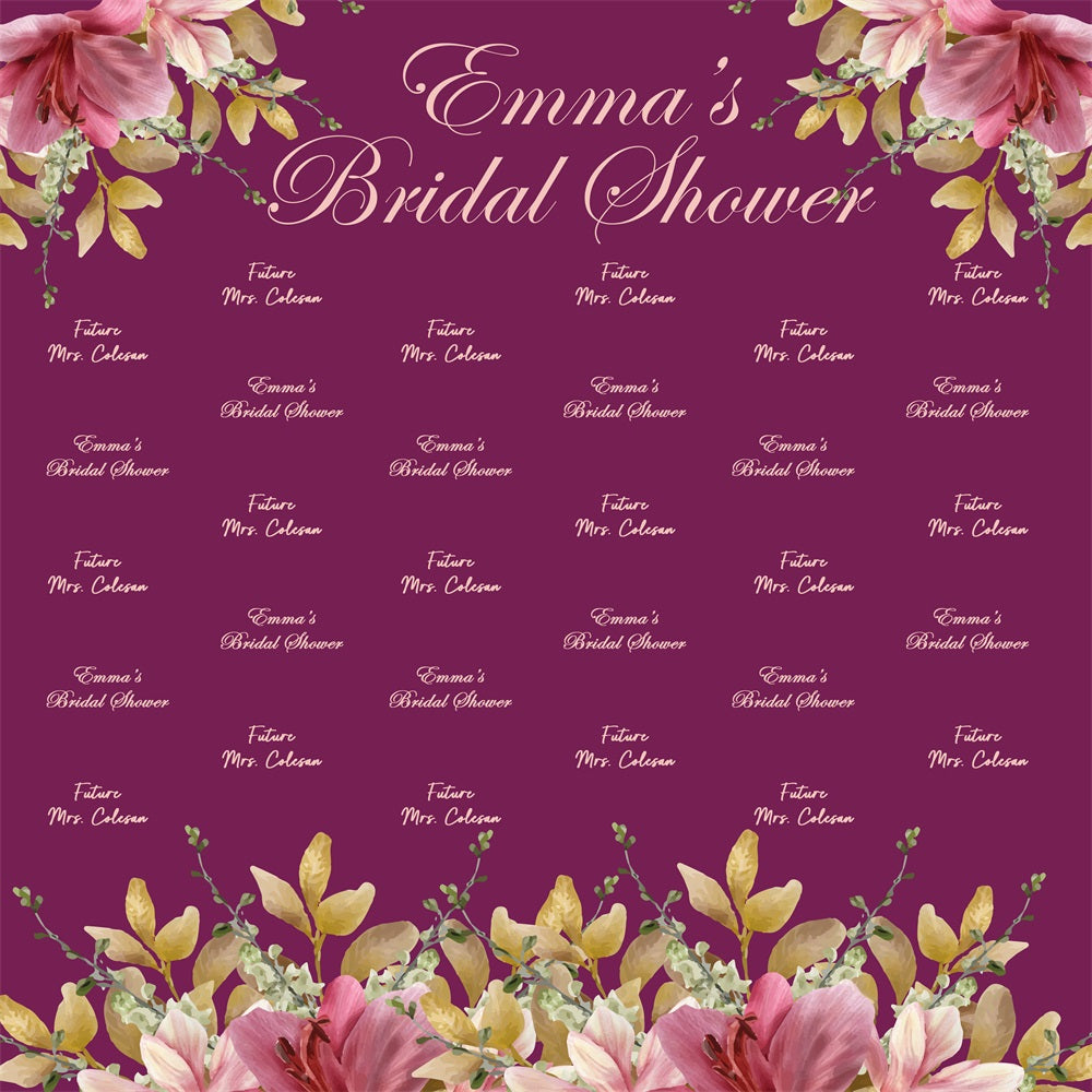 Brautdusche Fotohintergrund Lila Floral Repeat Personalisierter Hintergrund BRP5-159