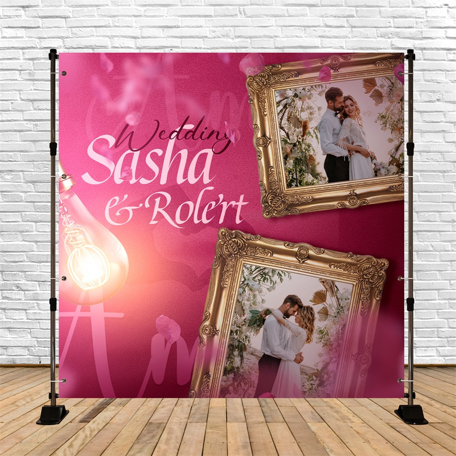 Hochzeit Fotokulisse Gerahmt Romantik Blume Personalisierte Kulisse BRP5-166