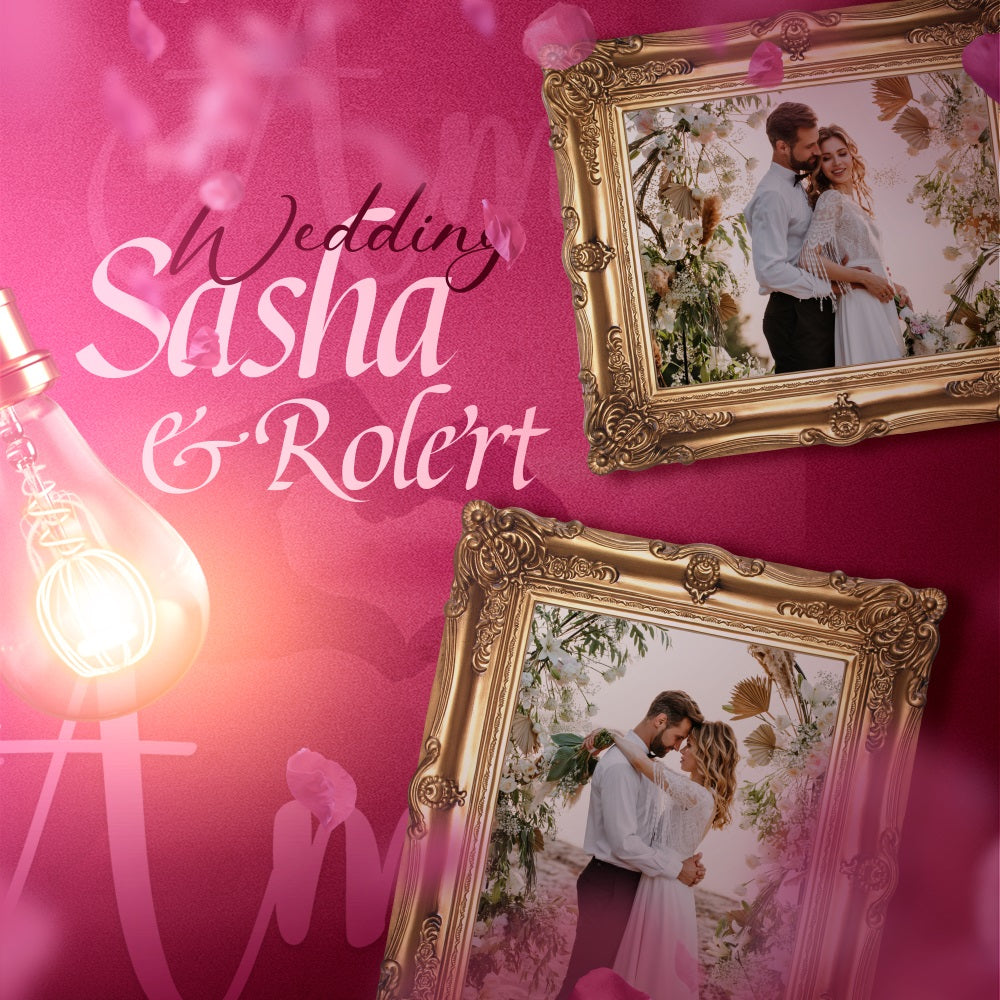 Hochzeit Fotokulisse Gerahmt Romantik Blume Personalisierte Kulisse BRP5-166