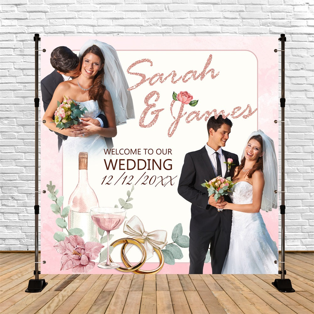 Backdrop Hochzeit Bliss Wine Roses Personalisierte Backdrop BRP5-173