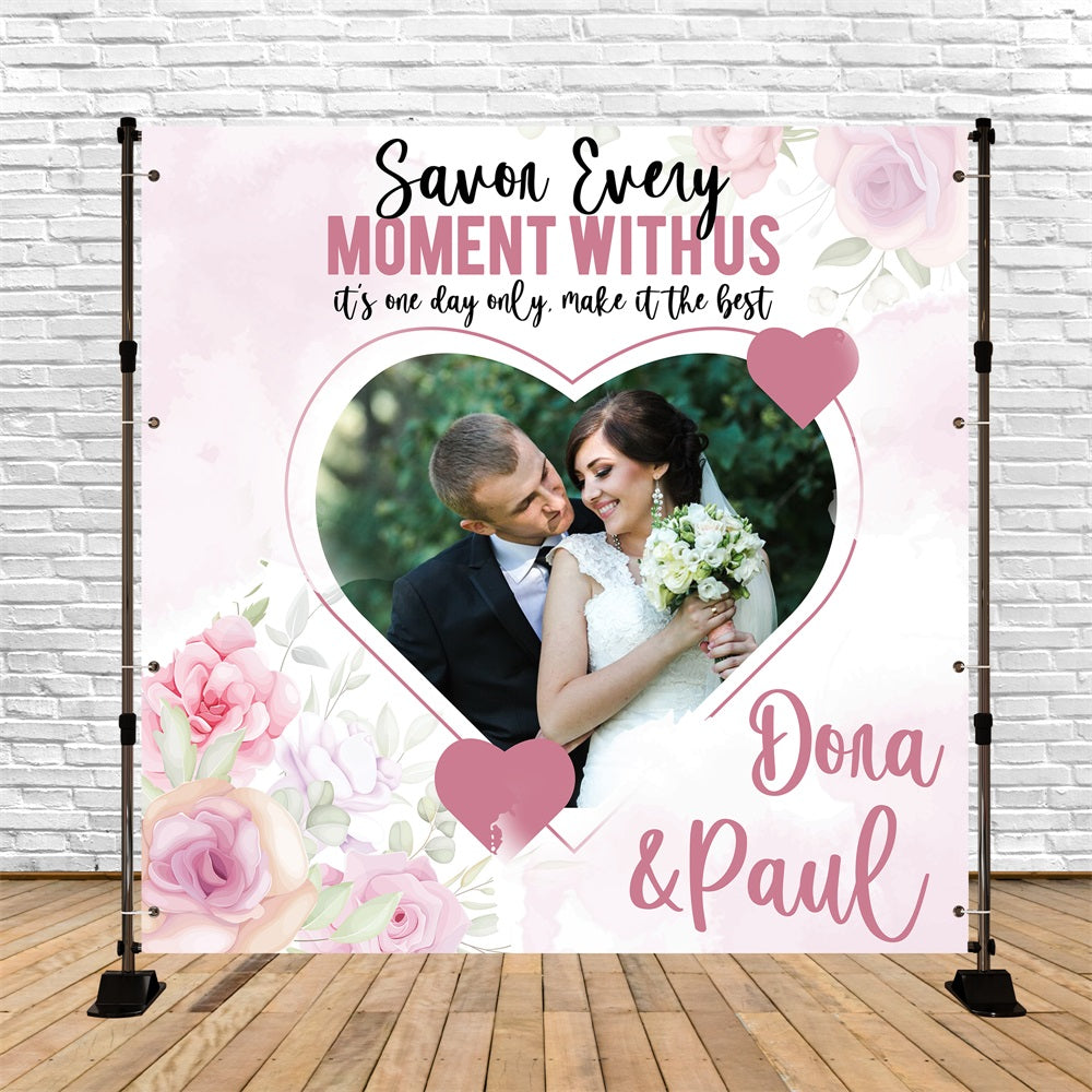 Hochzeit Backdrop Design Rosengarten Herz Personalisierte Backdrop BRP5-174