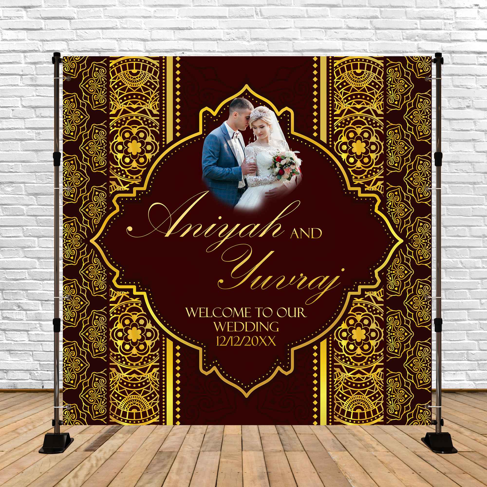 Hochzeit Photo Booth Hintergrund Indischer Palast Inspiriert Individueller Hintergrund BRP5-180