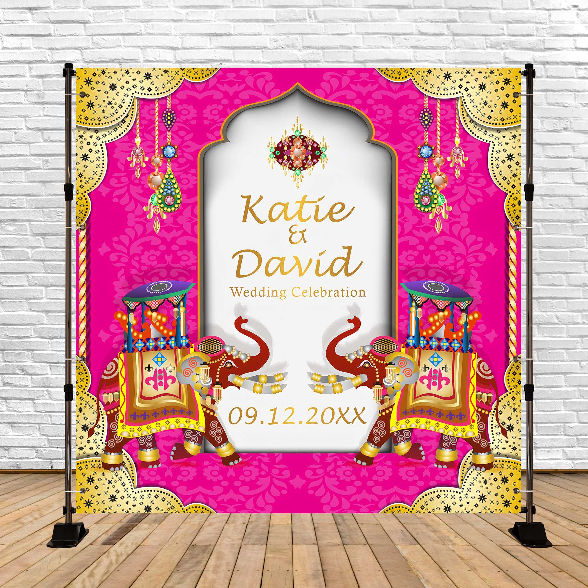 Indische Hochzeit Backdrop Royal Elephant Personalisierte Backdrop BRP5-181