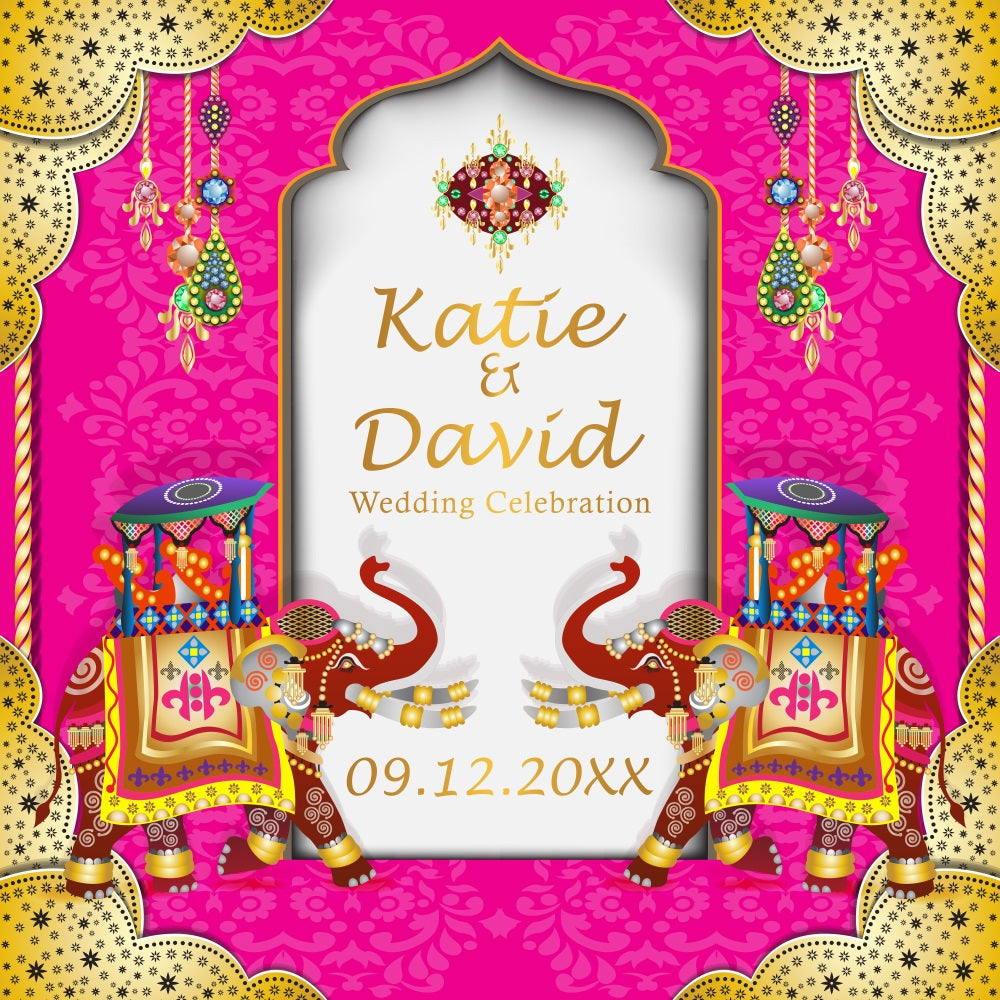 Indische Hochzeit Backdrop Royal Elephant Personalisierte Backdrop BRP5-181