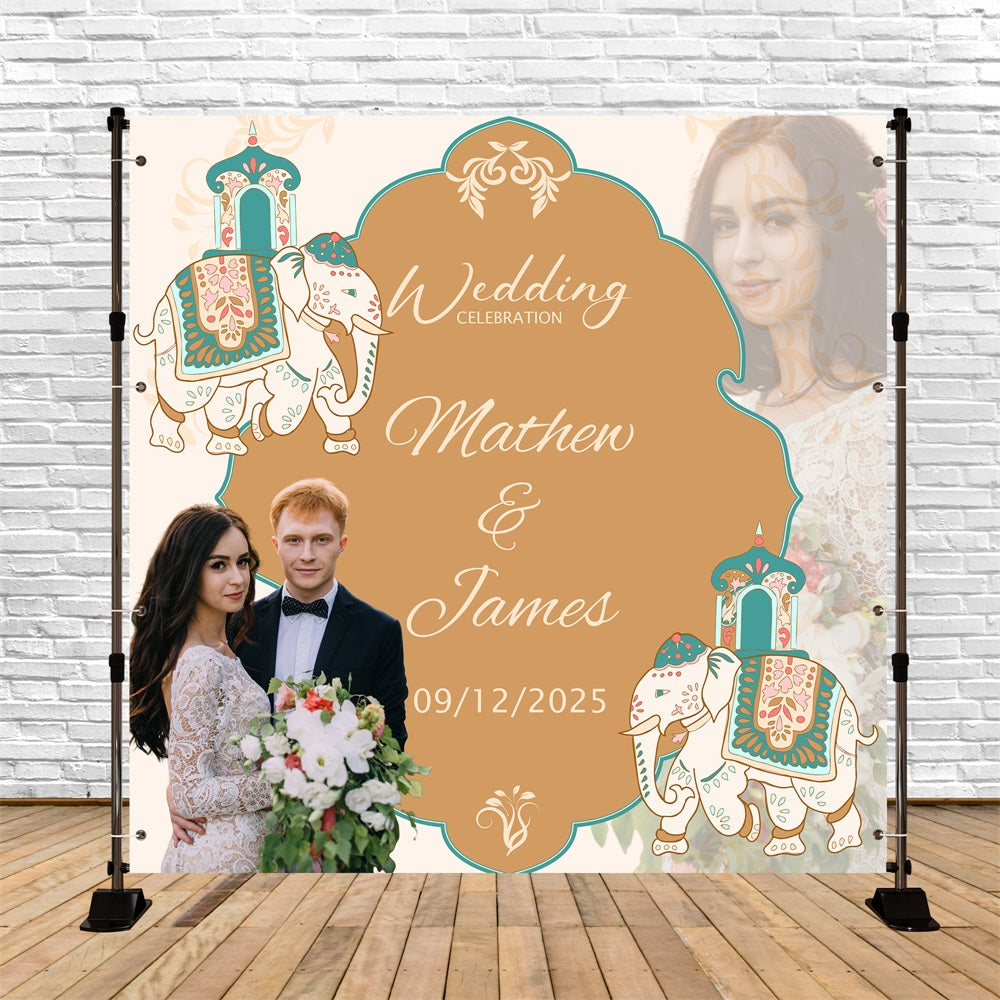 Hochzeit Backdrop Ideen Beige Elefant Liebe Personalisierte Backdrop BRP5-182