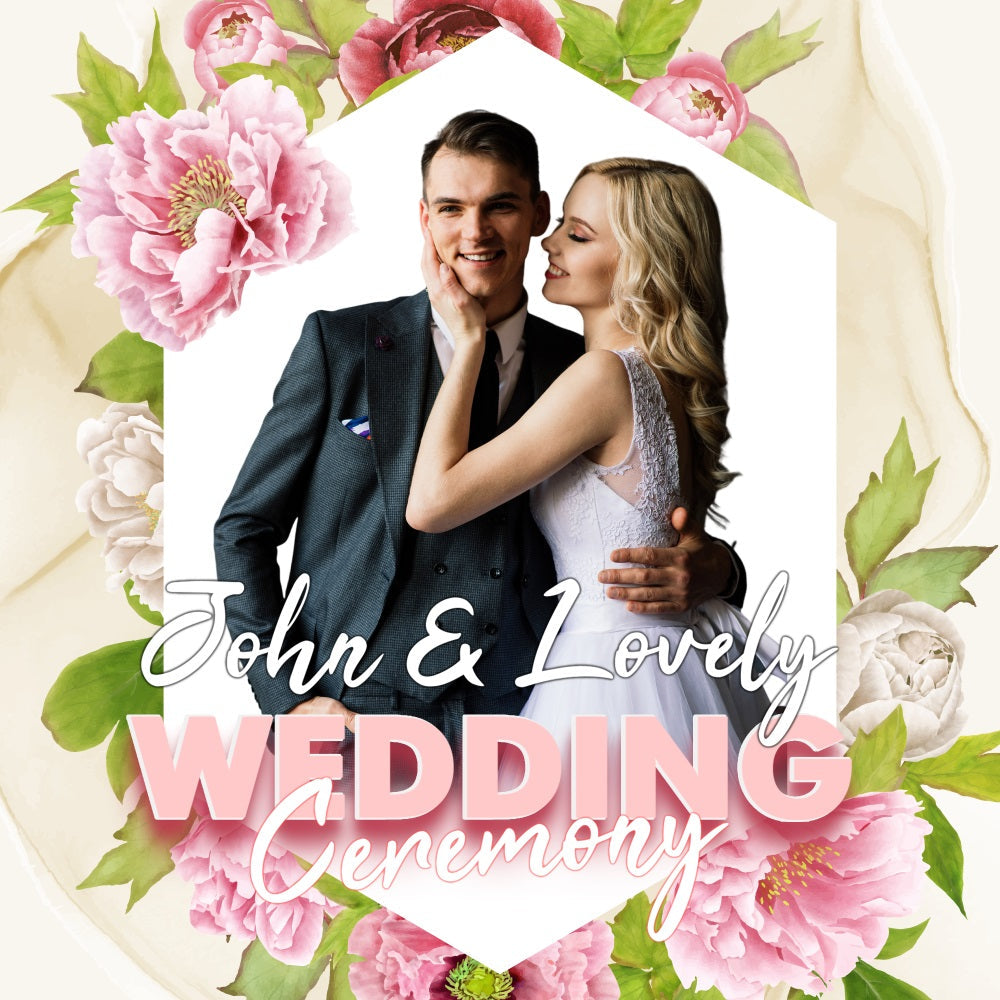 Hochzeit Fotokulisse Ideen Pfingstrose Floral Personalisierte Kulisse BRP5-186