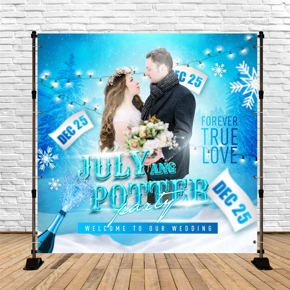 Hochzeitskulisse Ideen Winter Wonderland Schnee Personalisierte Kulisse BRP5-195