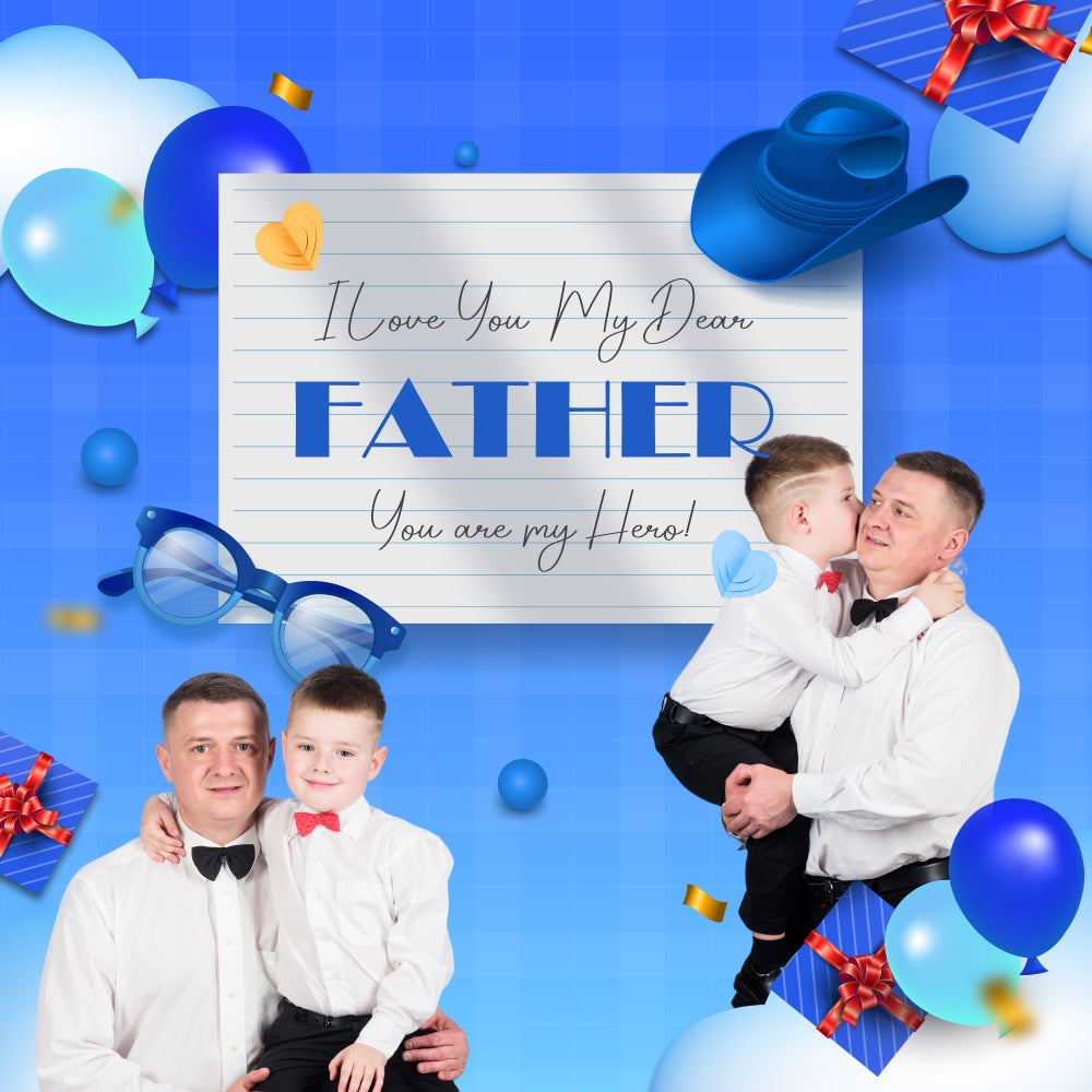 Vatertag Fotohintergrund Geschenk Ikonen Blau Individuelles Hintergrundbild BRP5-59