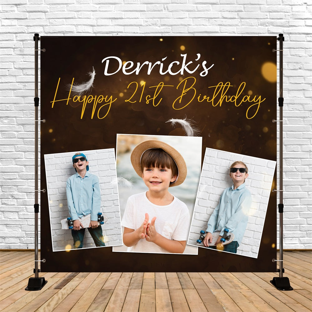 21. Geburtstag Backdrop Stilvolle Feder Glühen Customized Backdrop BRP5-81