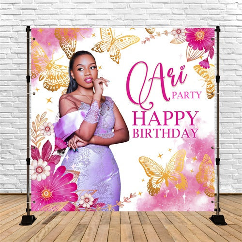 Personalisierte Geburtstag Backdrop Schmetterlinge Delicate Blooms Backdrop BRP5-92