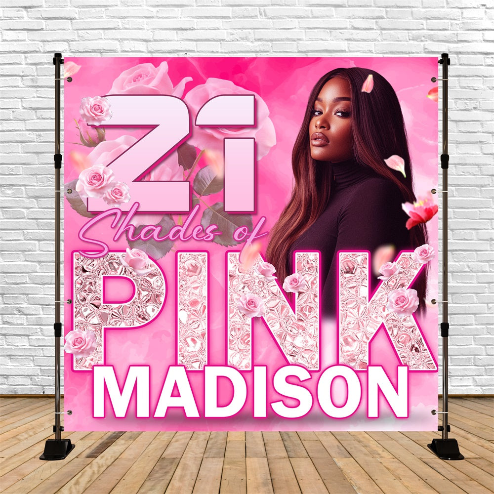Rosa Geburtstag Backdrop Glam Rosa Rose 21. Personalisierte Backdrop BRP5-98