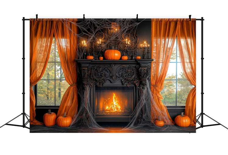 Halloween Fotokulissen Kürbis Manor Kaminhintergrund BRP57-111