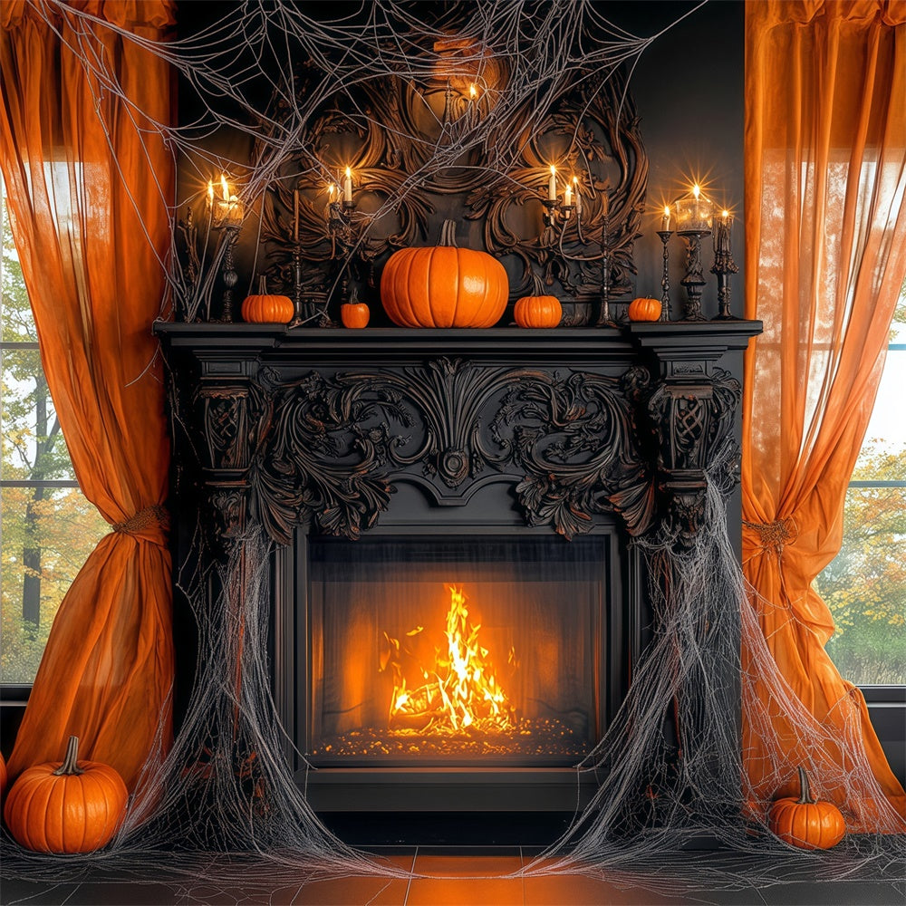 Halloween Fotokulissen Kürbis Manor Kaminhintergrund BRP57-111