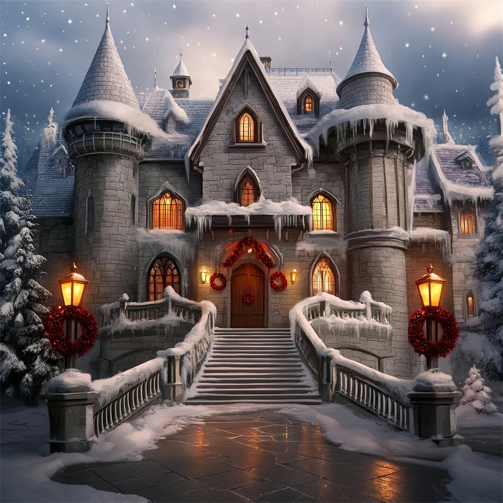 Weihnachten Fotografie Backdrops Roter Kranz Festung Backdrop BRP57-116