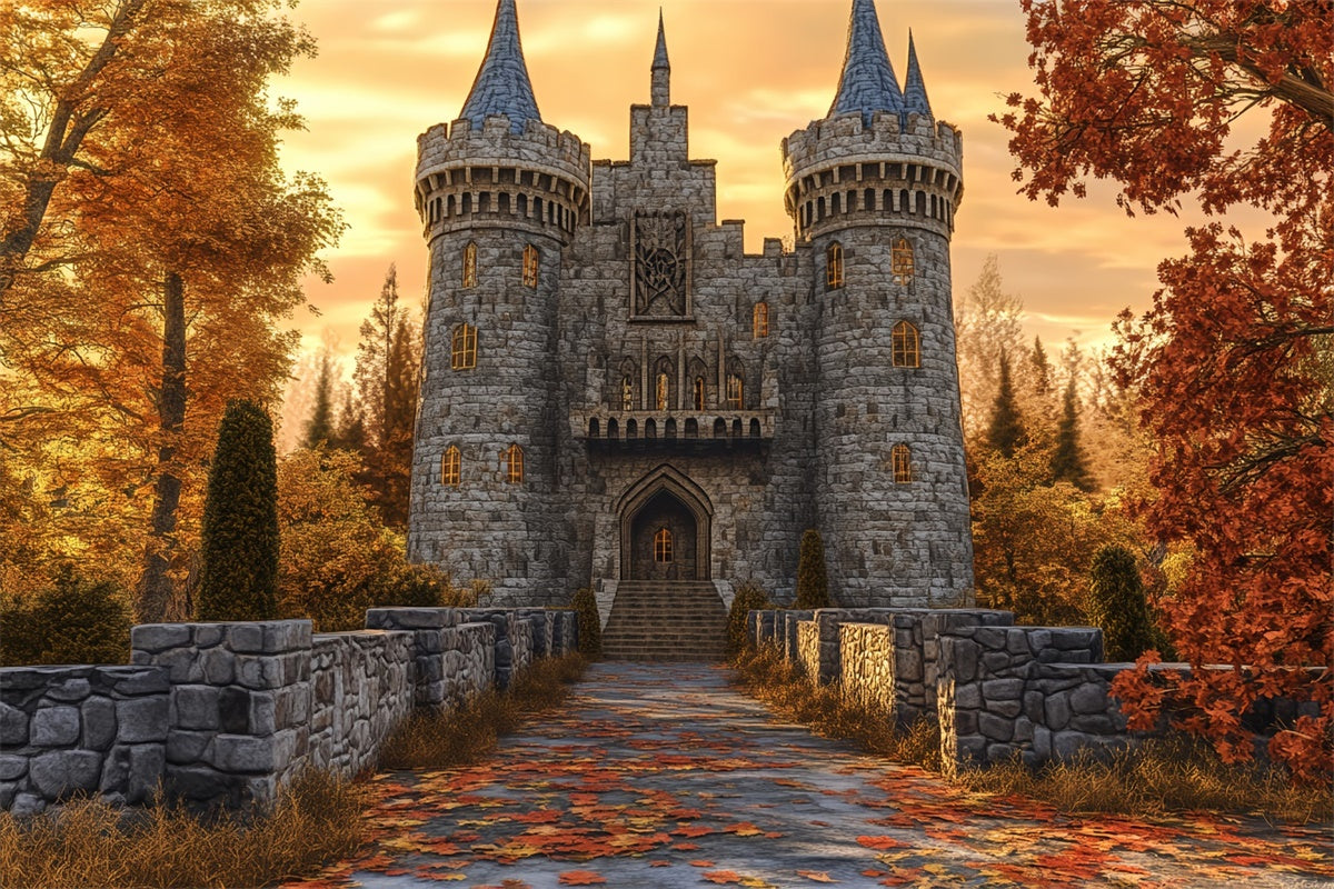 Schloss Hintergrundbilder Ahorn-Schlossweg Herbst Fotohintergrund BRP57-164