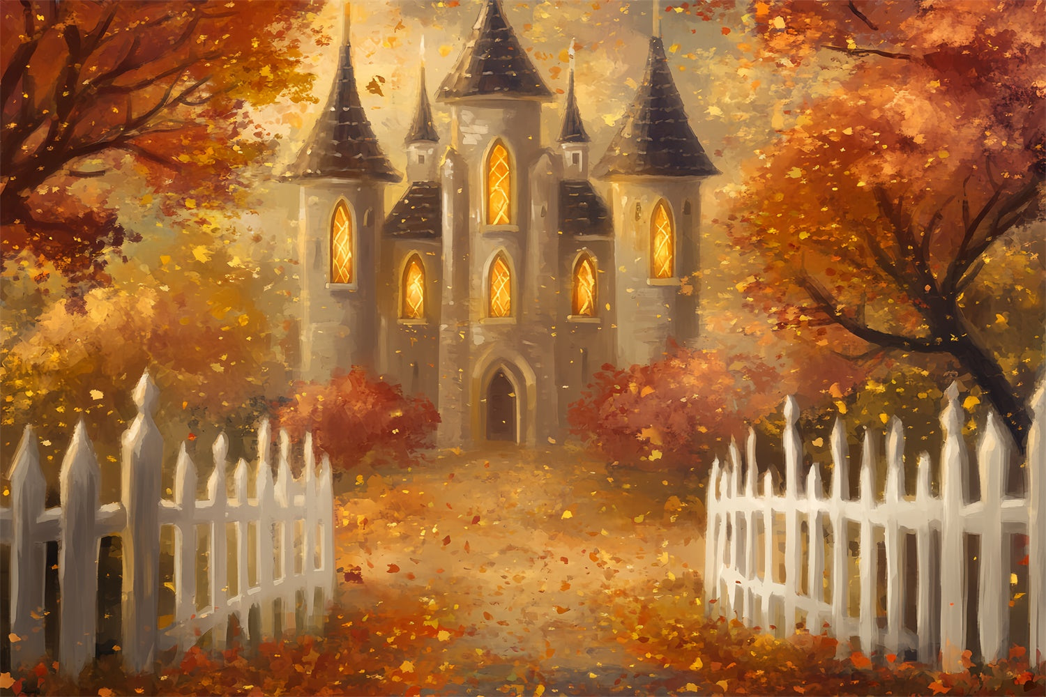 Herbst Hintergrund Golden Glow Dream Castle Fotokulisse BRP57-167