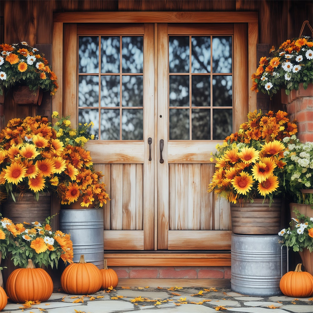 Herbst Fotografie Hintergrundkulissen Rustikale Veranda Blüte Backdrop BRP57-183