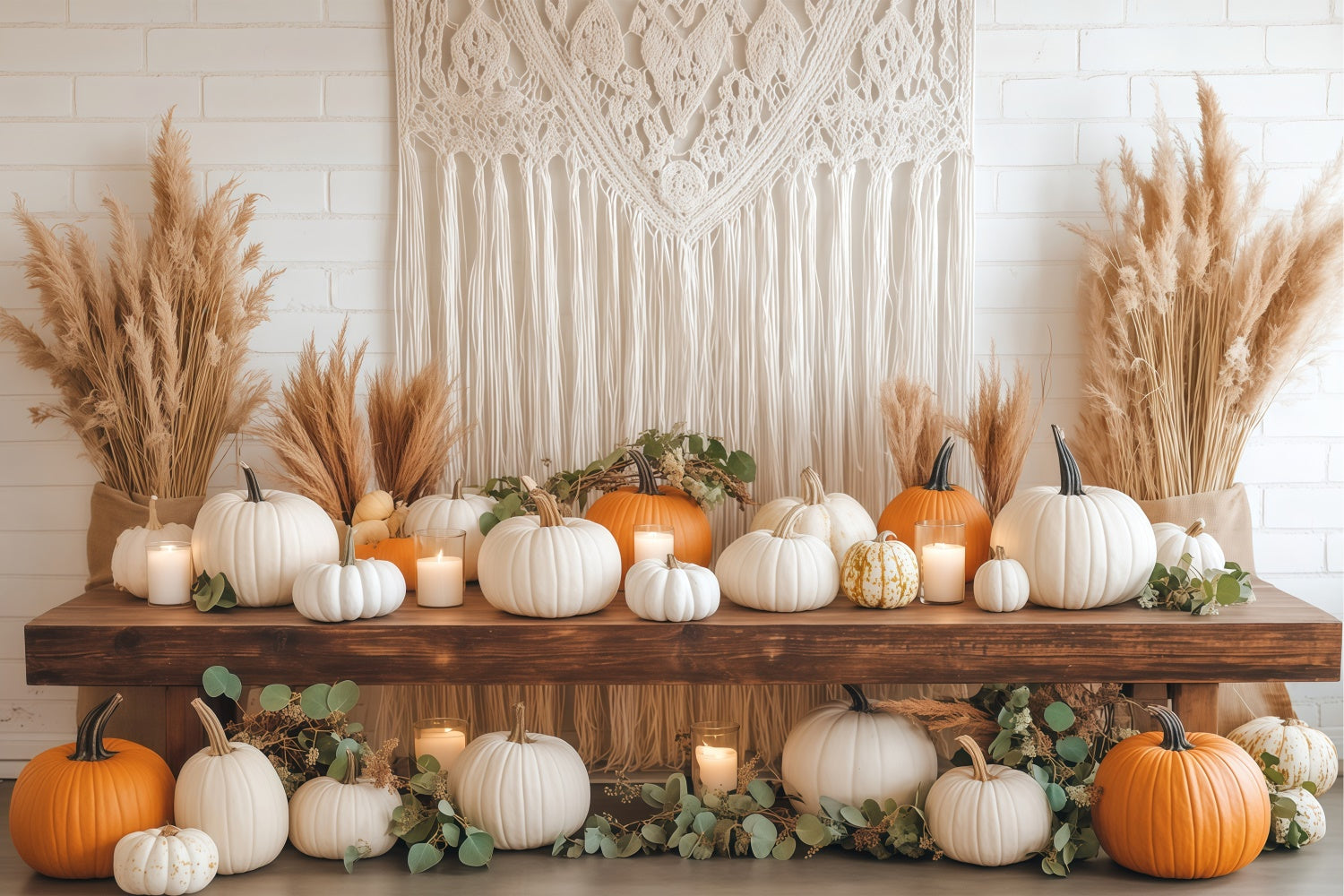 Bohemian Backdrop Makramee Ernte Display Herbst Foto Hintergrund BRP57-197